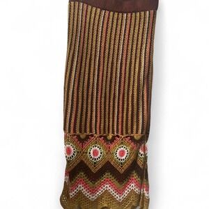 Womens boho‎ crochet brown/pink/gold maxi skirt size medium